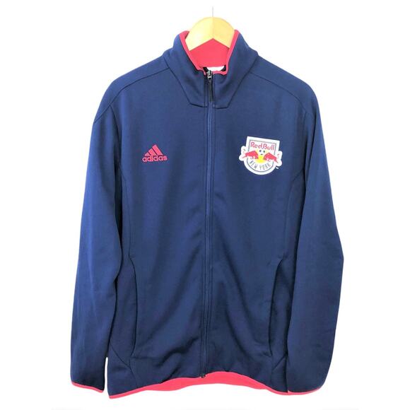 New York Red Bulls MLS Adidas Men's LG Soccer Full Zip Track Windbreaker Jacket - Picture 1 of 11